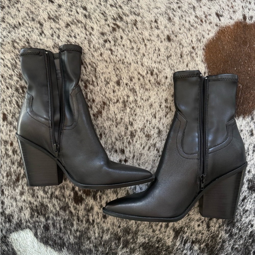 Steve Madden Elegant western Black Leather Ankle Boots